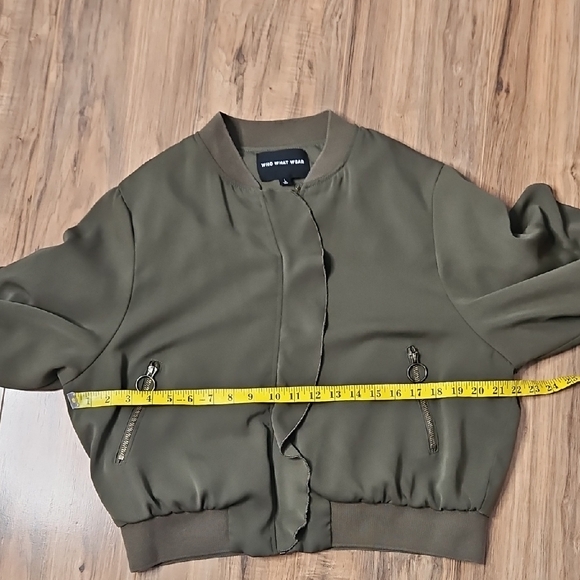 Who What Wear Women’s Khaki Bomber Jacket With Ruffle Detail Large - Picture 7 of 10